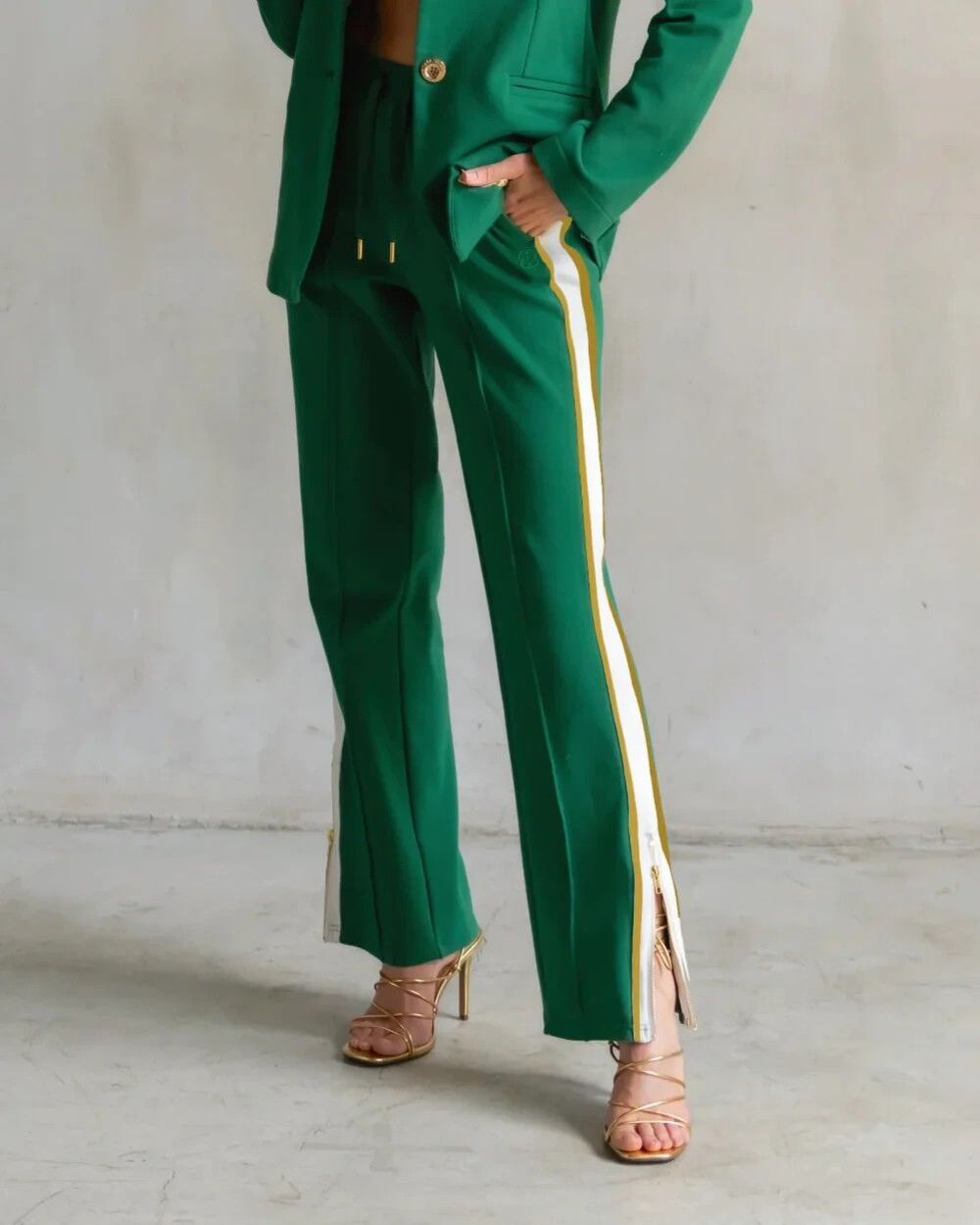 Care Tucker Jordan Interlock Track Pants Green Womens Size XS